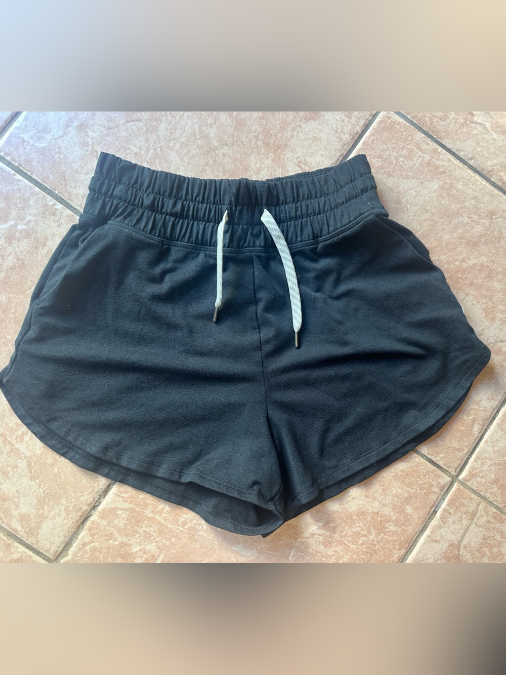 Vuori Black Athletic Shorts with White Drawstring